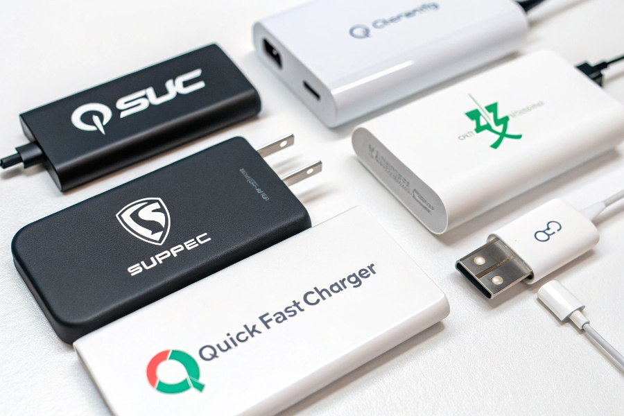  a variety of fast chargers with different logos (1)