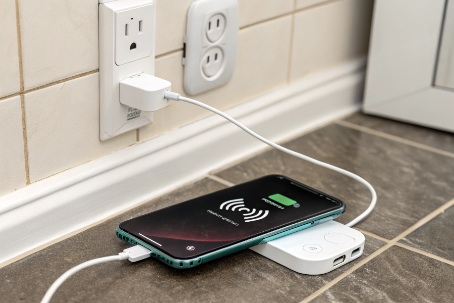 a charging phone emits low level electromagnetic r