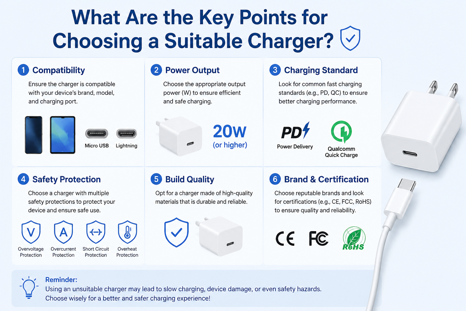 choose usb pd pps wattage certifications cables brand