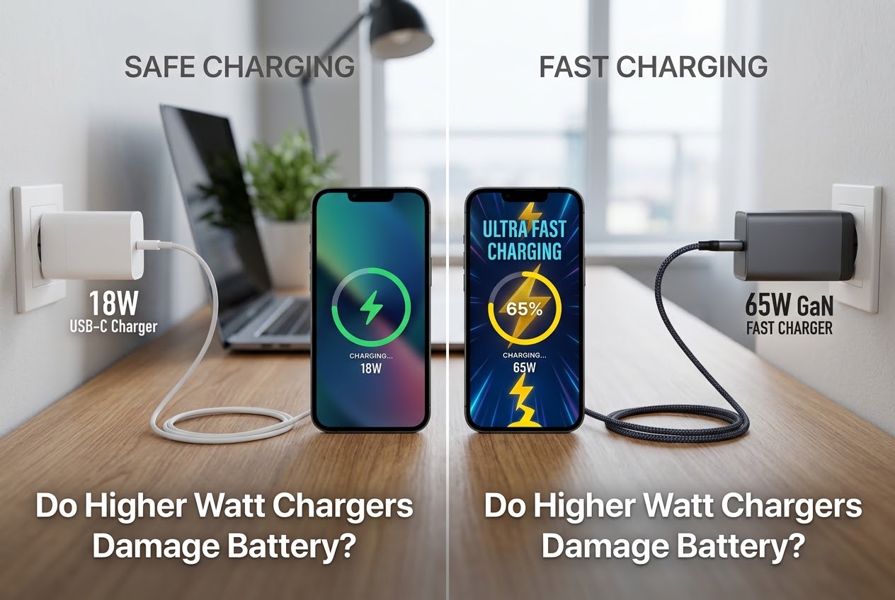 do higher watt chargers damage battery