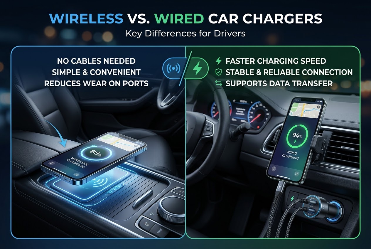 what are the differences between wireless and wired car chargers